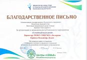 Благодарственное письмо за организацию мероприятия "Семейный выходной" 