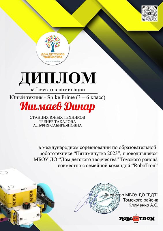 Диплом МОБУ ДО СЮТ г.Баймак